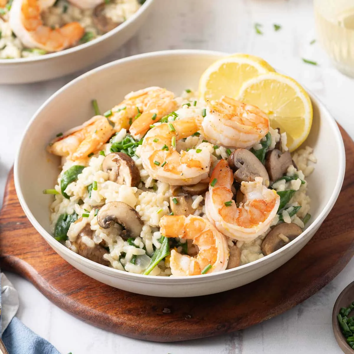 Shrimp Risotto with Mushrooms and Spinach
