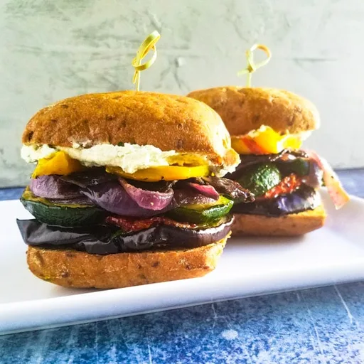 Roasted Veggie Sandwich with Basil Pesto