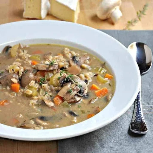Mushroom Barley and Brie Soup