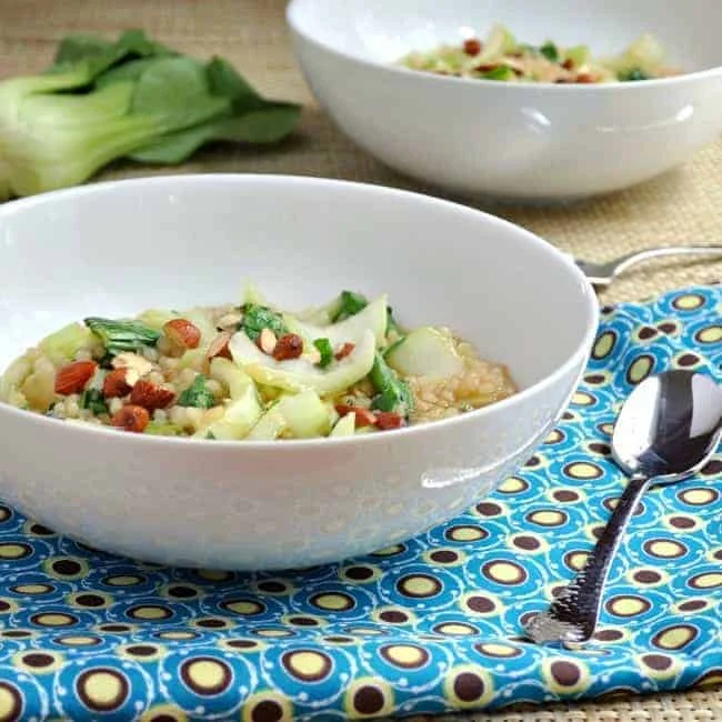 Ginger Soy Israeli Couscous with Baby Bok Choy