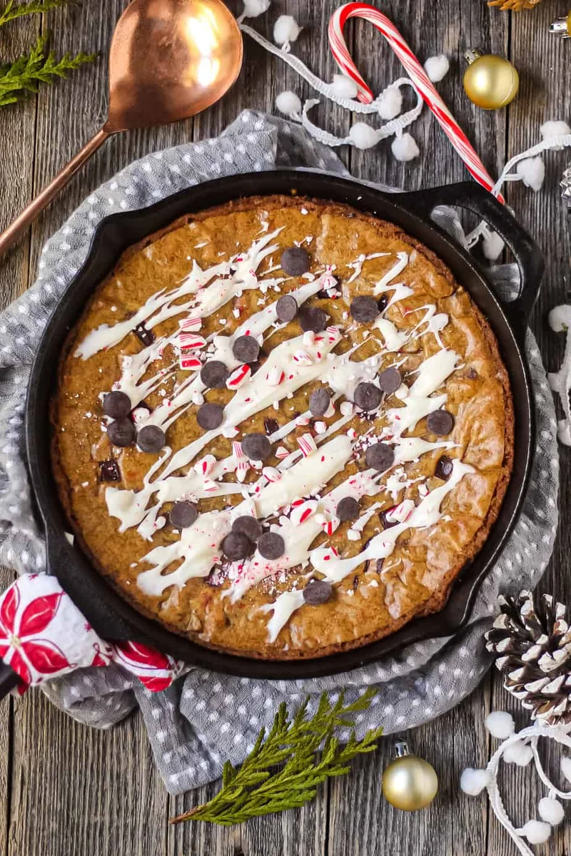 Chocolate Chunk Peppermint Skillet Blondie