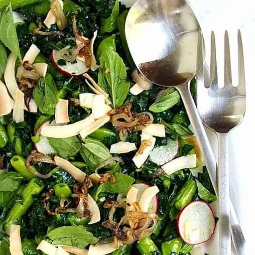 Snow Pea and Kale Salad with Toasted Coconut and Lime