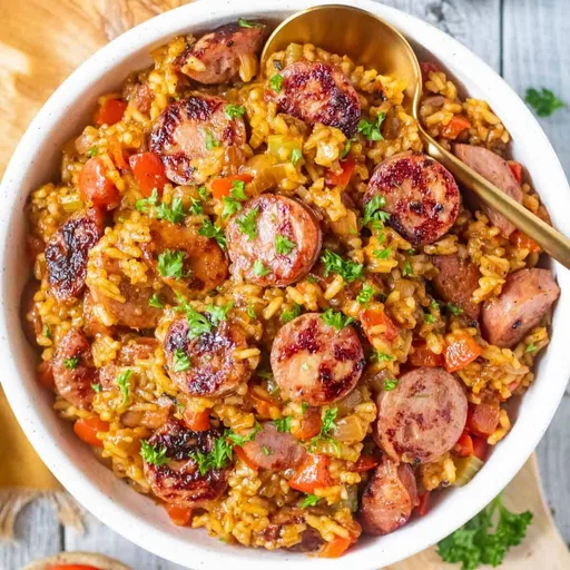 Arroz Sucio Cajun con Salchicha Ahumada