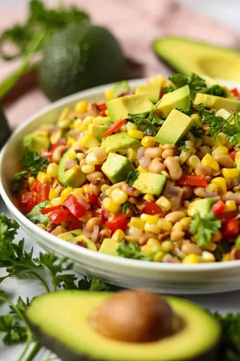 Succotash de aguacate y frijoles carita