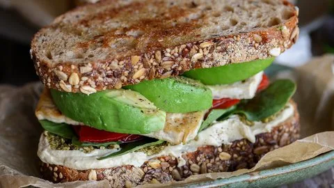 Roasted Bell Pepper Pesto Sandwich