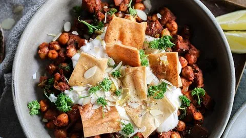 Fatteh de Garbanzos y Berenjena
