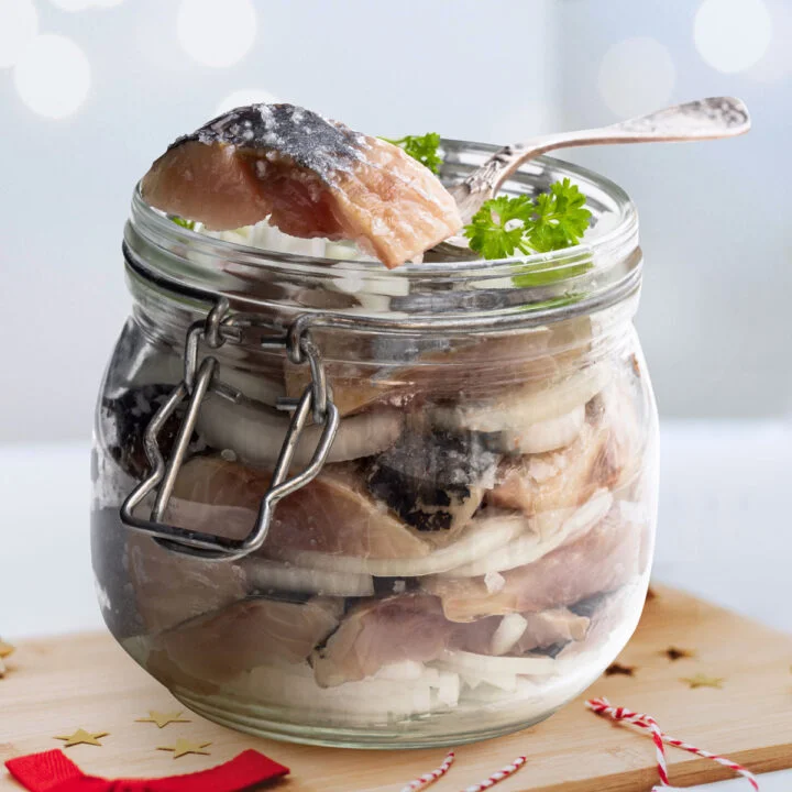 Pickled Herring Marinated in Vinegar