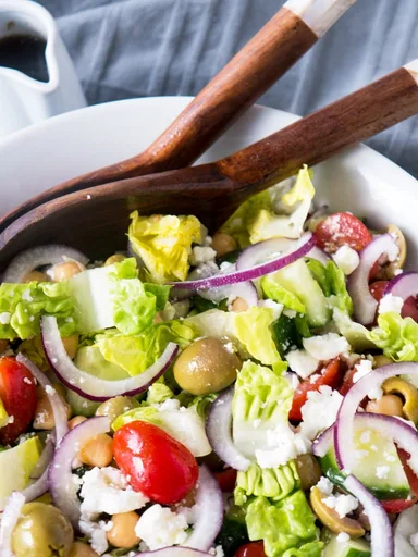Balsamic Chickpea Feta Greek Salad