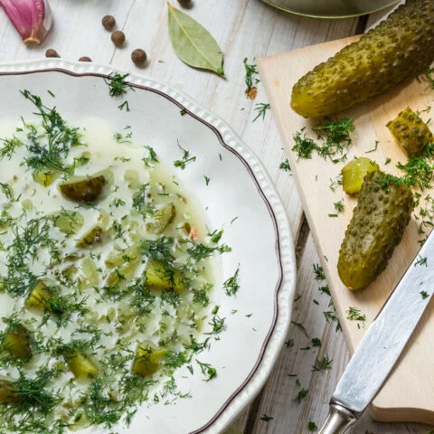 Ogórkowa: Polish Dill Pickle Soup on Veal