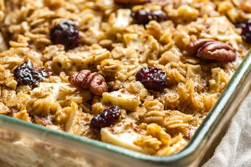 Baked Oatmeal with Apples, Pecans, and Cranberries