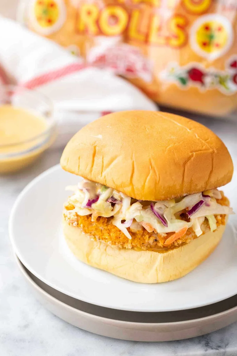Crispy Air Fryer Fried Chicken Sandwich with Slaw