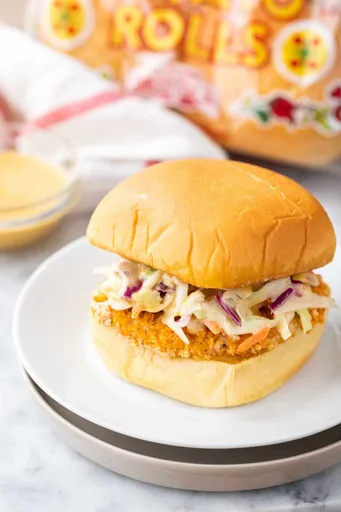 Crispy Air Fryer Fried Chicken Sandwich with Slaw
