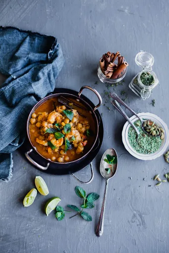 Makhani de Garbanzos y Gambas
