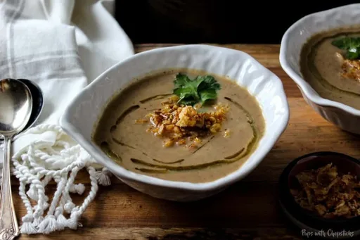 Roasted Miso Cauliflower Mushroom Soup