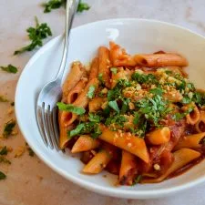 Bloody Mary Penne with Parsley Breadcrumbs