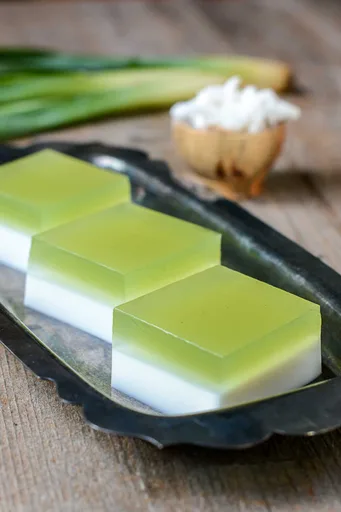 Coconut and Pandan Agar | Woon Gati Bai Tuey | วุ้นกะทิใบเตย