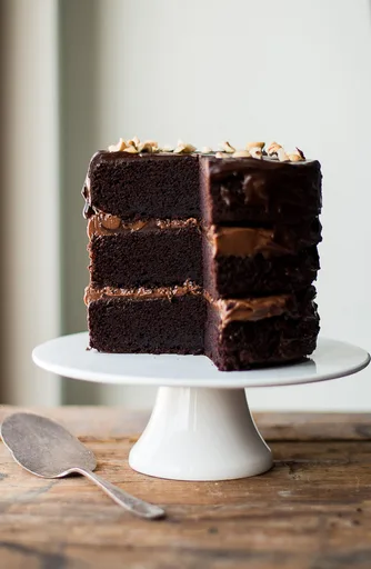 Tarta de capas de chocolate y avellana
