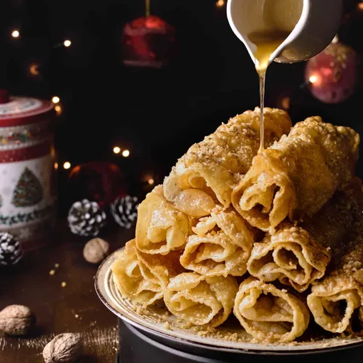 Authentic Diples - Fried Pastry With Honey And Walnuts