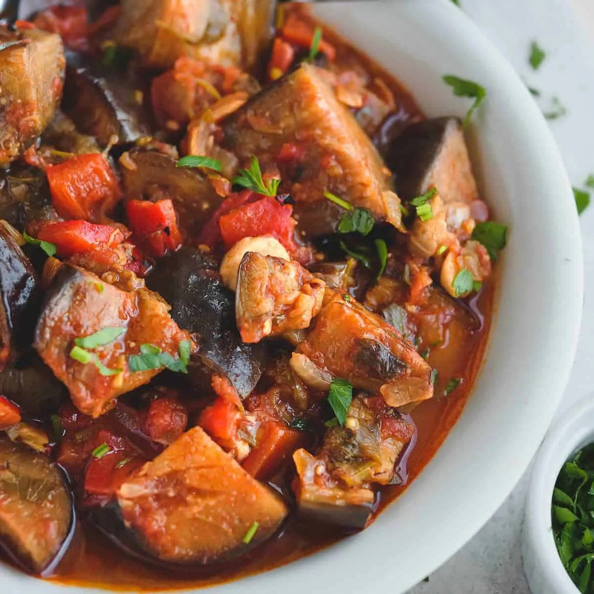 Stewed Eggplant In Tomato Sauce