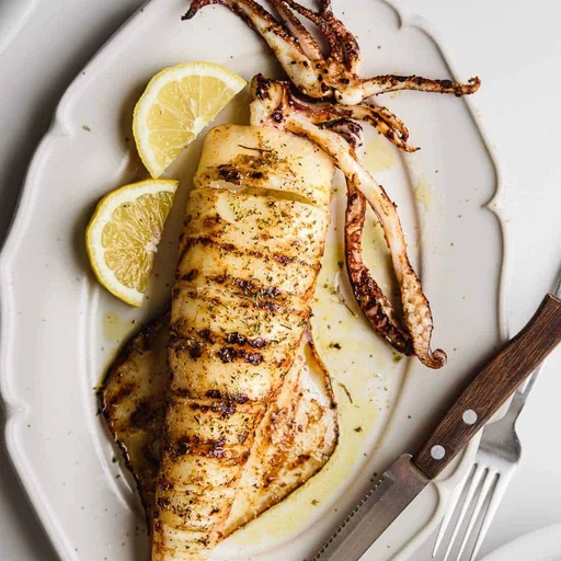 Grilled squid with spicy lime sauce (Ang Dtray Meuk)