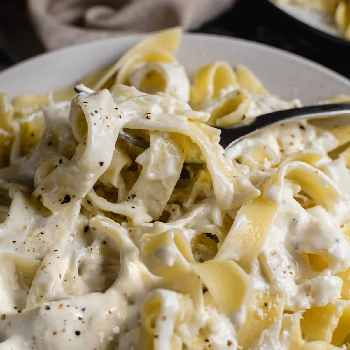 Greek Yogurt Alfredo Pasta With Garlic