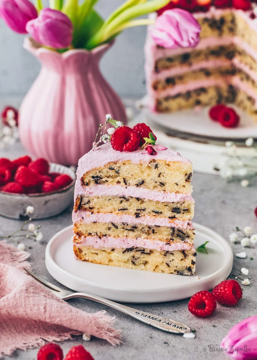 Vegan Raspberry Stracciatella Cake