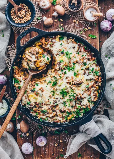 Potato and Mushroom Casserole with Vegan Ground Beef