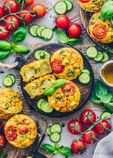 Mini muffins de frittata de garbanzos (muffins de huevo veganos)