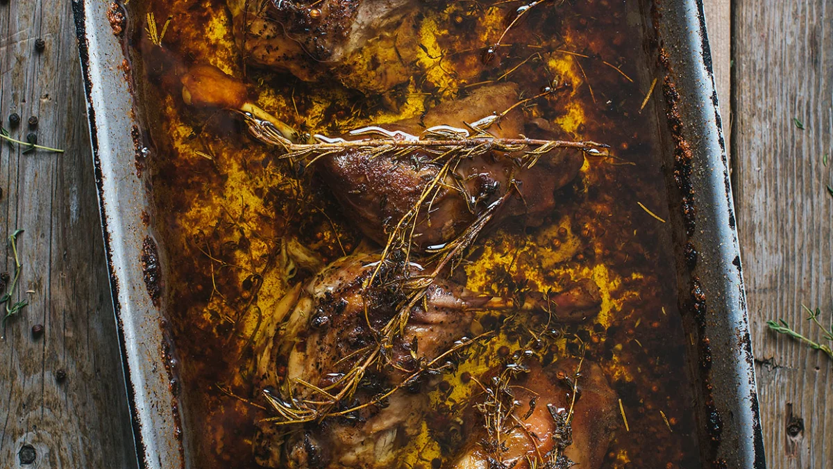 Duck confit with apricot beer