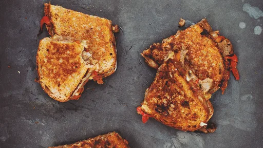 Korean grilled sandwich with beef and cheese