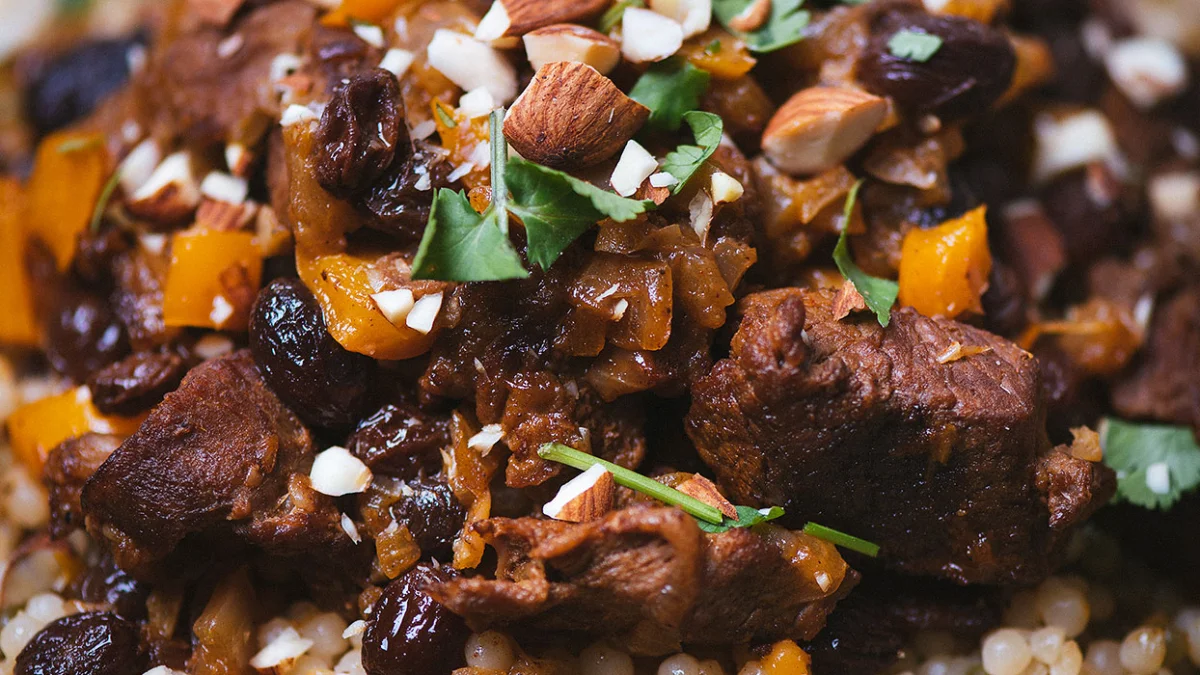 Spicy lamb tajine with prunes and beer