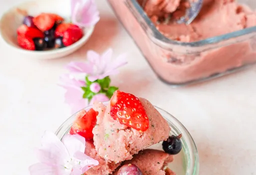 Glace courgettes et fraise