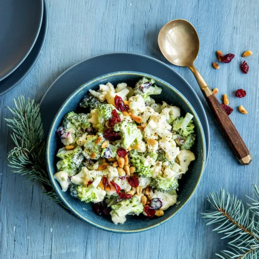 Brokkoli-Blumenkohl-Salat mit cremigem Honigdressing