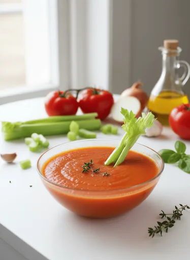 Soupe froide de tomate à la branche de céleri