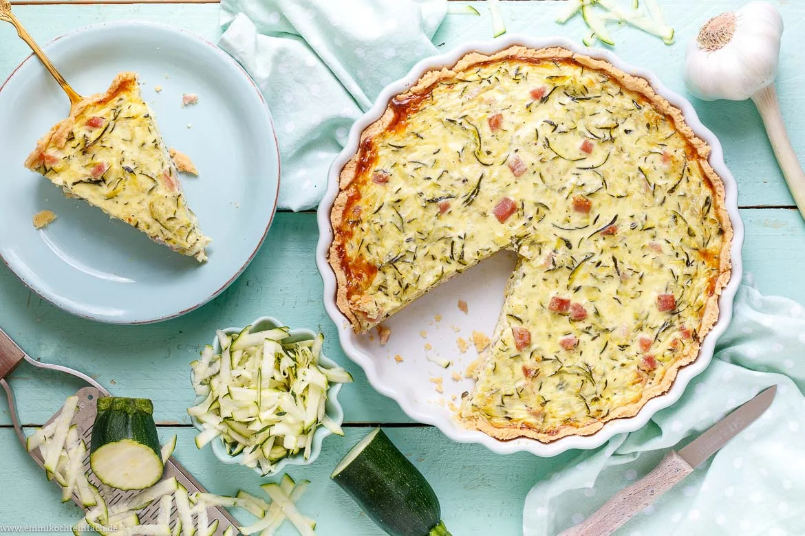 Zucchini Quiche mit Schinken