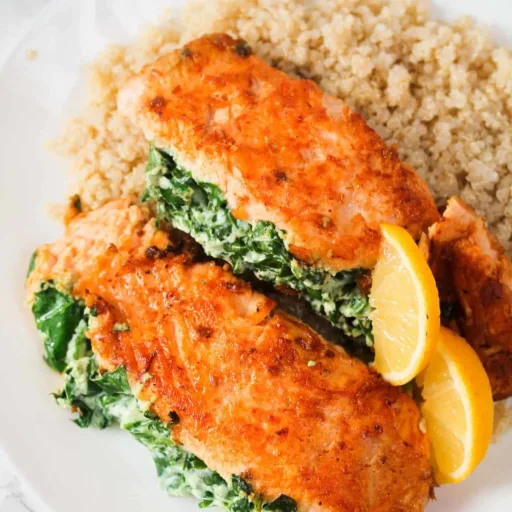 Salmón relleno de ricotta y espinacas