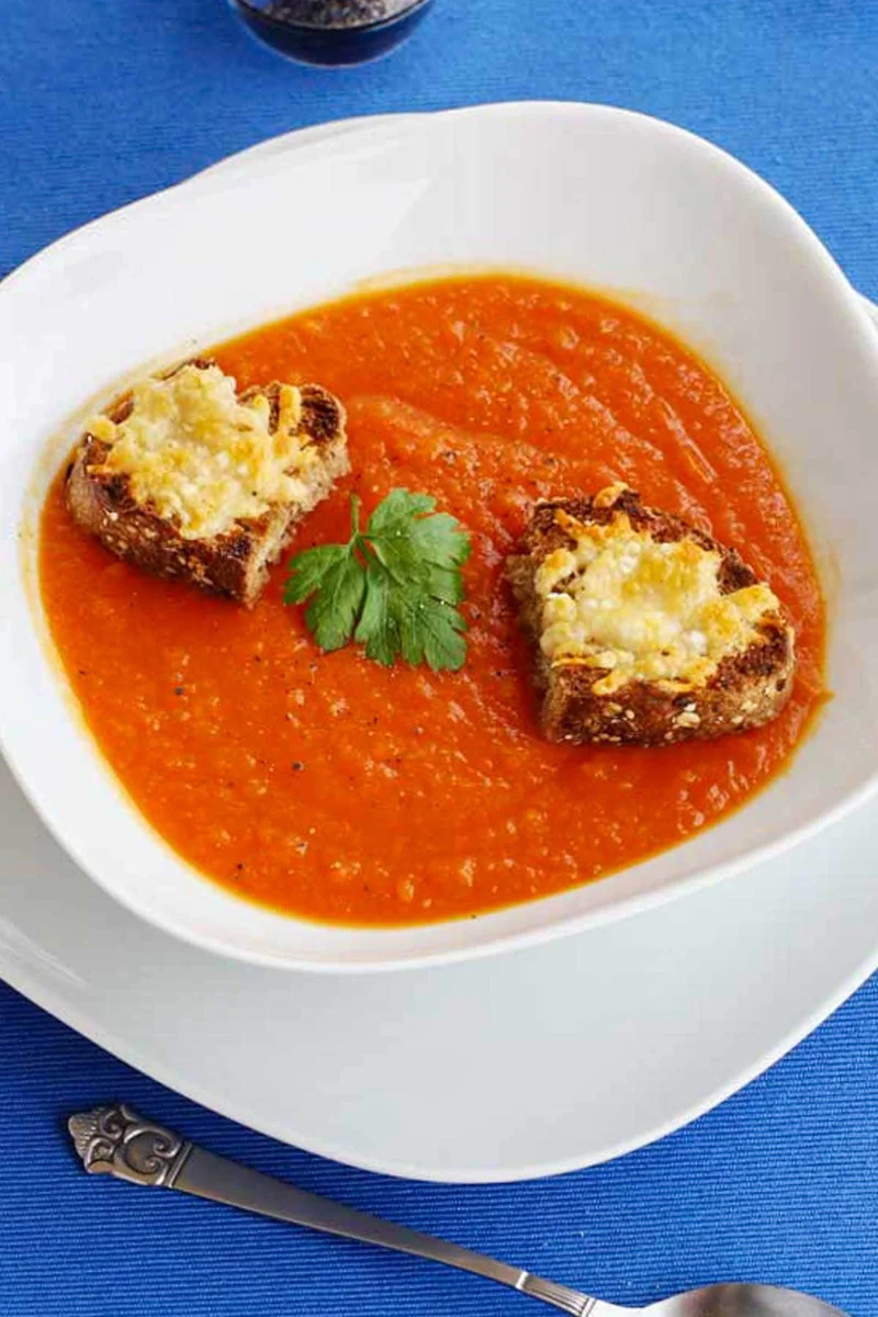 Soupe facile de courge butternut et de tomates