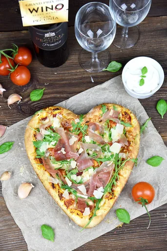 Pizza en forma de corazón