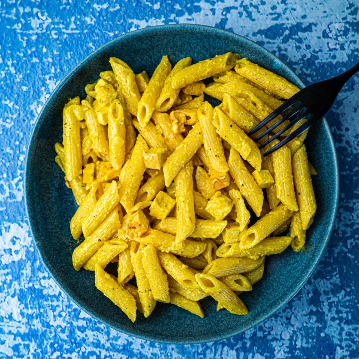 Vegan Pasta Carbonara with Smoked Tofu