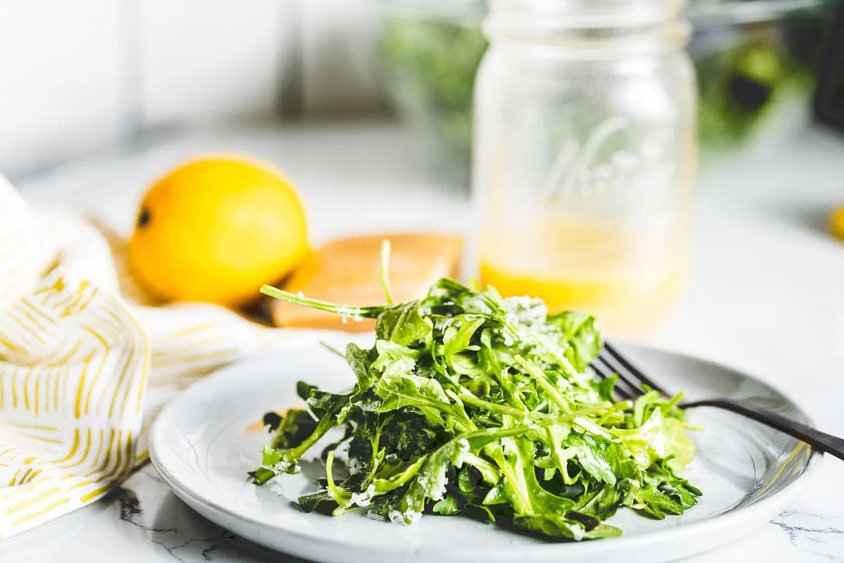 Baby Arugula Salad with Lemon Vinaigrette and Parmesan