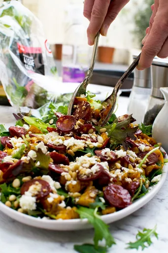 Amazing Roast Pumpkin Feta Salad (With Chorizo)