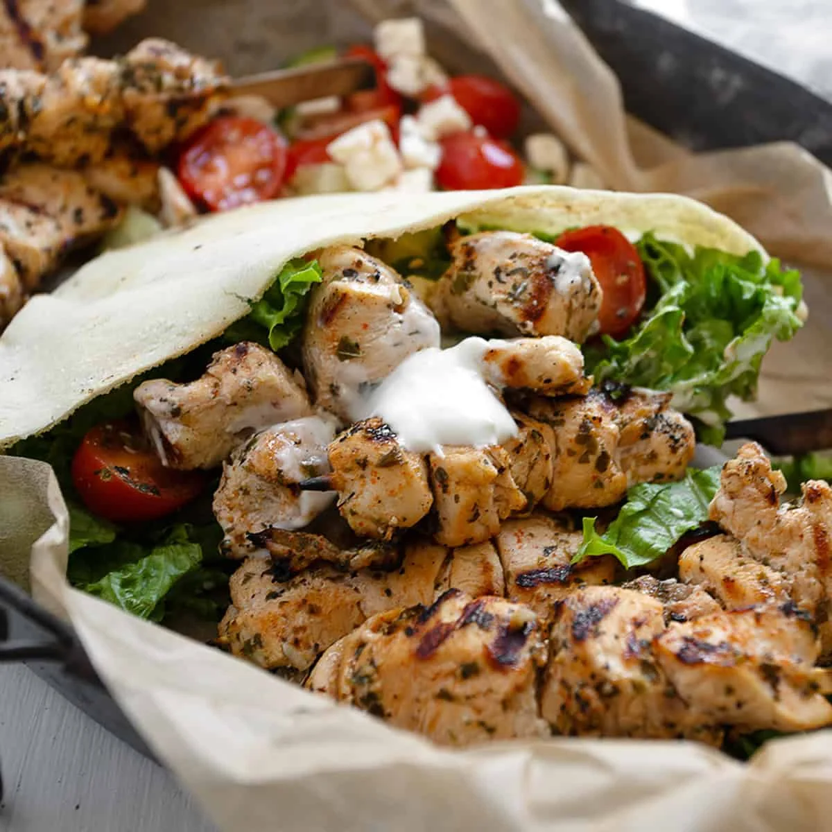 Chicken Souvlaki Pitas