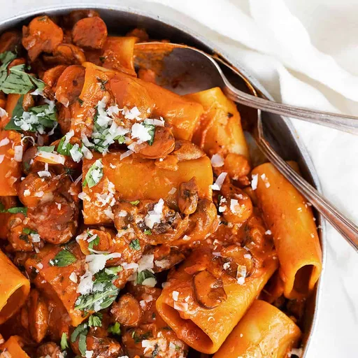 Pasta con ragú de setas