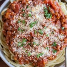 Spaghetti with Meaty Lentil Sauce