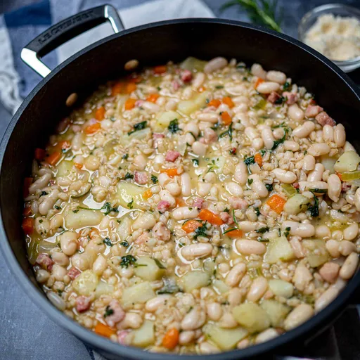 White Minestrone Soup with Barley and Beans
