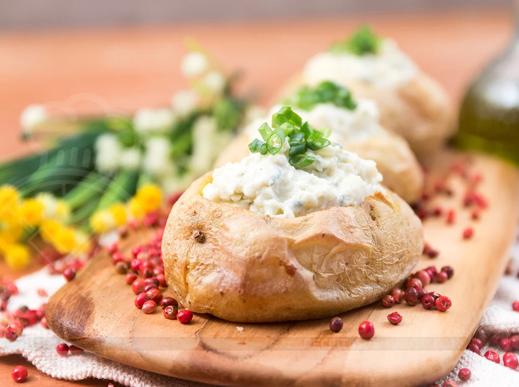 Four-cheese stuffed potato