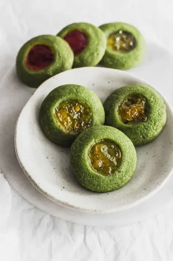 Matcha Thumbprint Cookies