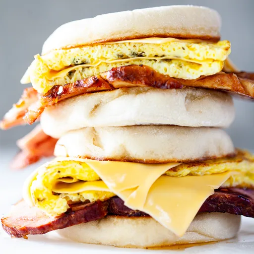 Sándwich de desayuno con jamón sobrante