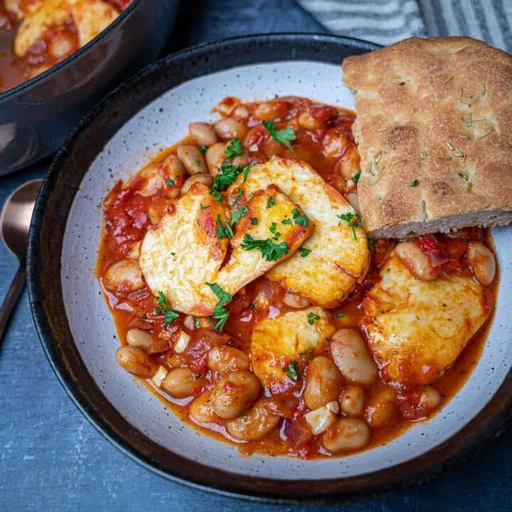 Butter Beans and Halloumi Bake