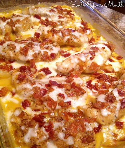 Smothered Chicken Casserole with Potatoes & Bacon